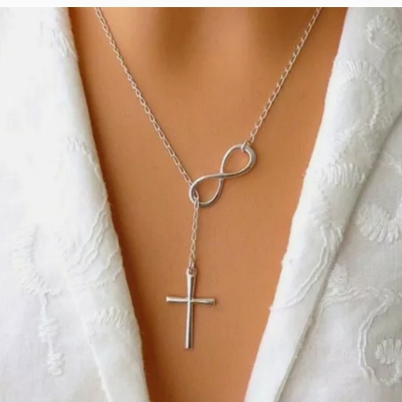 Jewelry - Beautiful Infinity Cross Necklace in SILVER